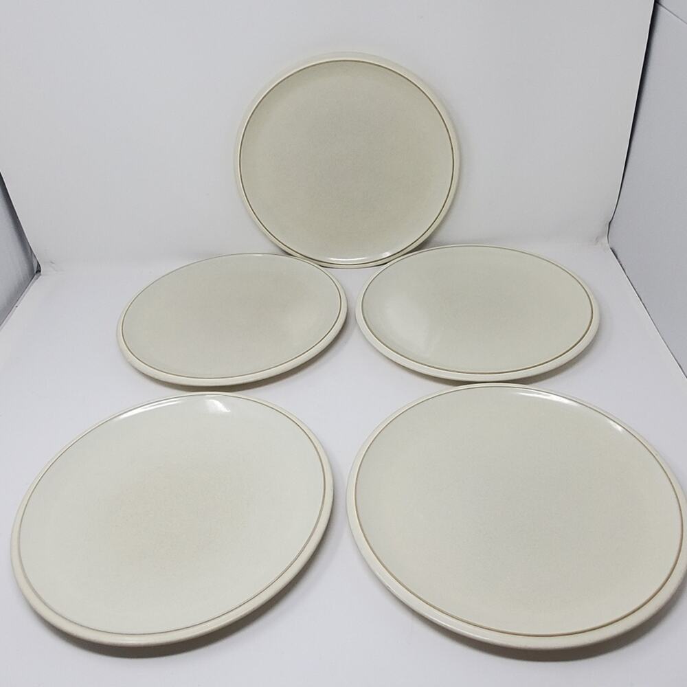Denby-Langley Energy 9" Lunch plate Cream Glazed Stoneware plates Lot of 5